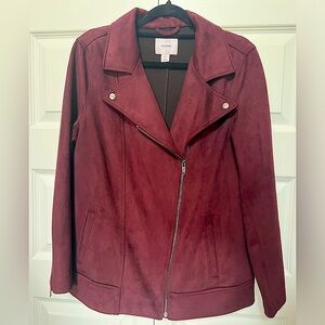 THE FALL COLOR 😍 Wine faux suede moto jacket plus size 1X